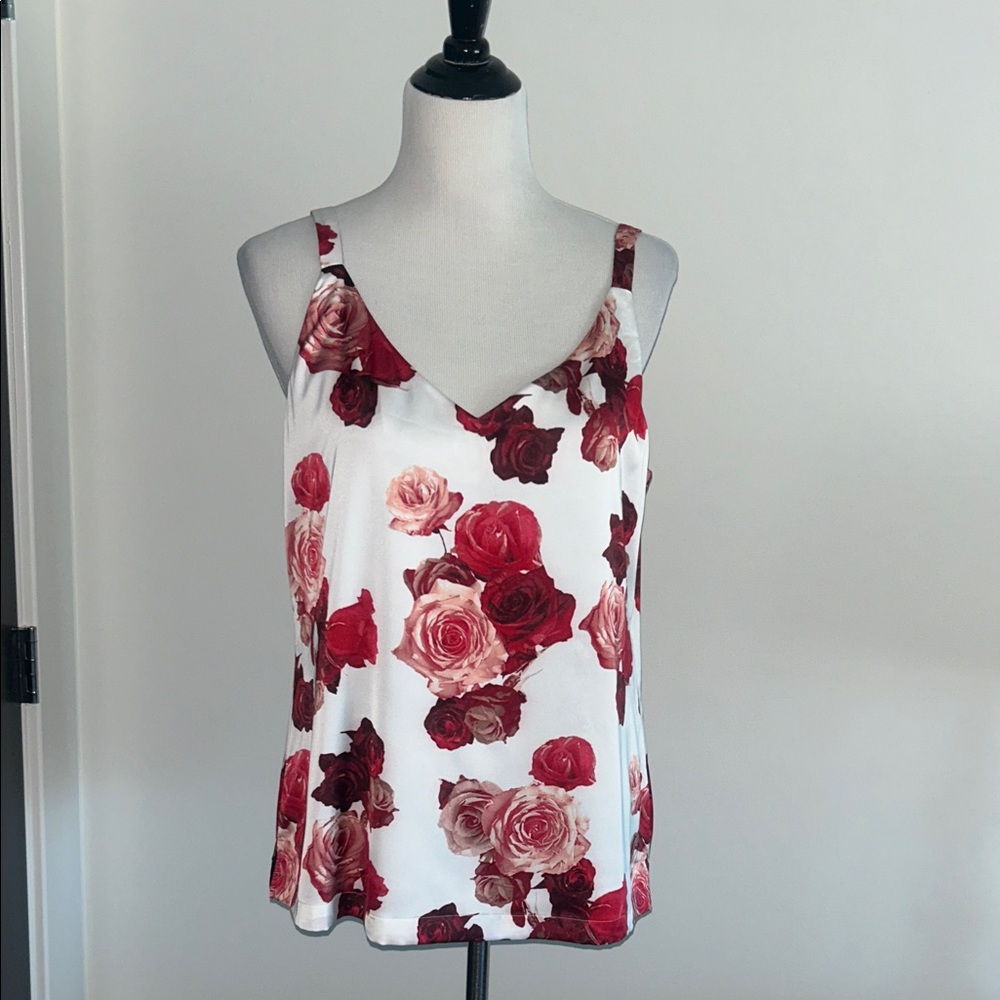 White House Black market M reversible Floral Print zebra Top